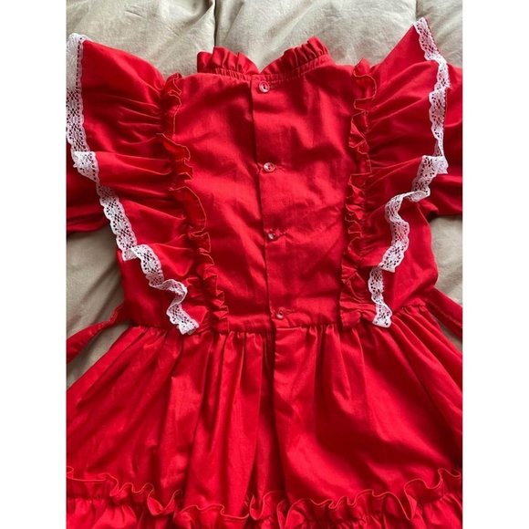 5T Kandy Ann Vintage Girls' Red Ruffle Party Christmas Dress - Picture 5 of 7